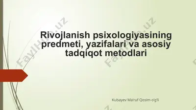 rivojlanish psixologiyasi — PPTX