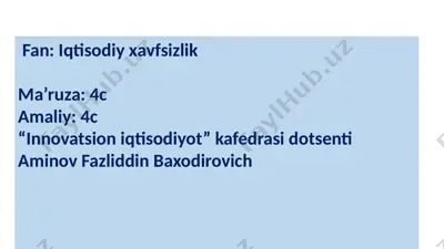 iqtisodiy хavfsizlik — PPTX