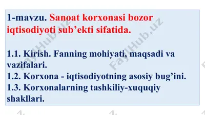 sanoat korxonasining iqtisodiyoti — PPTX