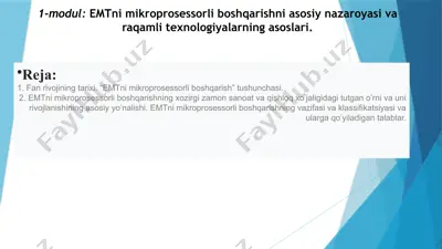 emtni mikroprosessorli boshqarish — PPTX