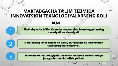 maktabgacha ta'lim tizimida innovatsion texnologiyalar — PPTX
