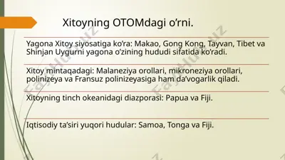 xitoyning otomdagi o‘rni — PPTX