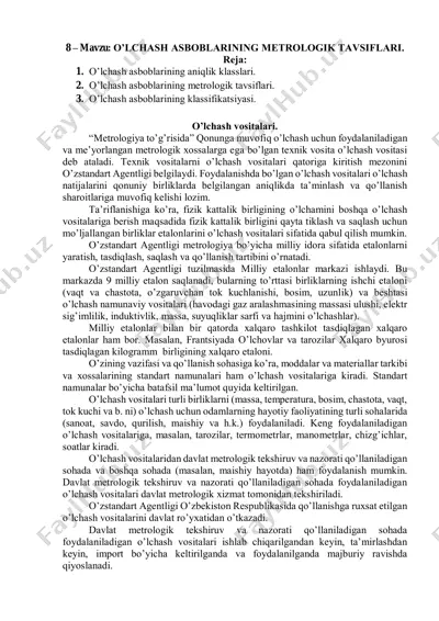 o'lchash asboblarining metrologik tavsiflari — PDF