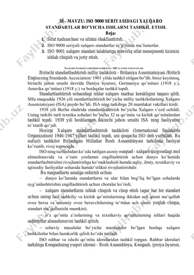 xalqaro standartlashtirish tashkiloti - iso 9000 seriyasi — PDF