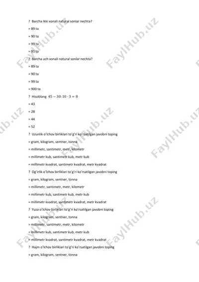 matematika misollar to'plami — PDF
