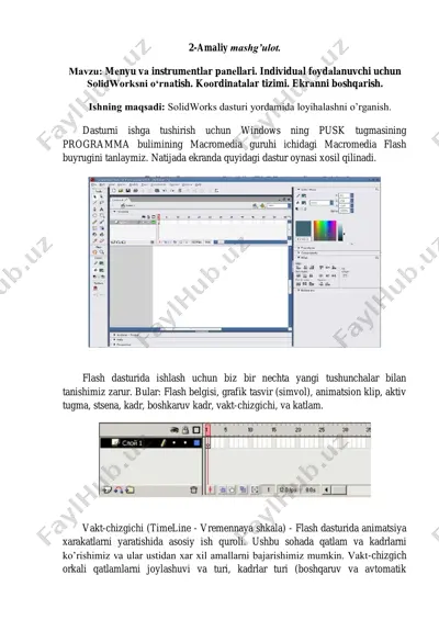 solidworks o‘rnatish uchun mashg'ulotlar — PDF