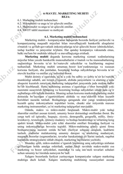 marketing muhiti tushunchasi — DOCX