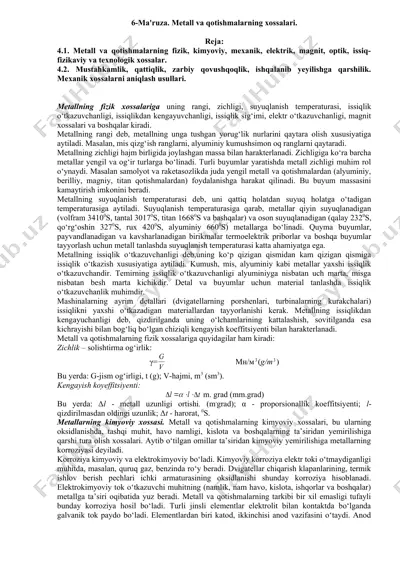 metall va qotishmalarning xossalari — DOC