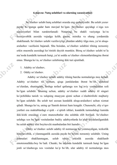 nutq uslublari va ularning xususiyatlari — DOCX