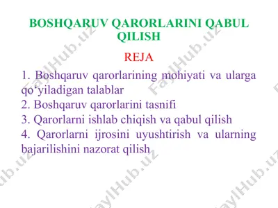 boshqaruv qarorlarini qabul qilish — PPTX