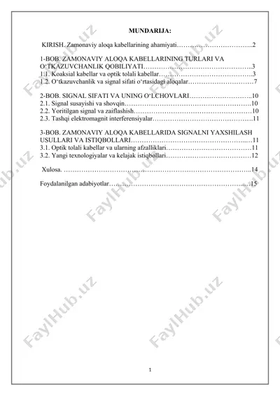 zamonaviy aloqa kabellari — DOCX