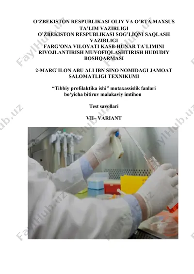 tibbiy profilaktika ishi mutaxassislik fanlari bo‘yicha bitiruv malakaviy imtihon — DOCX