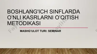 boshlang'ich sinflarda o’nlikasrlarni o’qitish metodikasi — PPTX