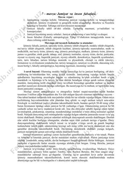 jamiyat va inson falsafasi — DOCX
