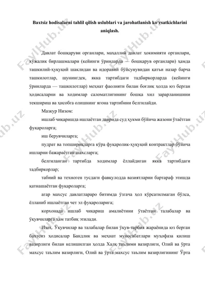 hodisalar va jarohatlanish ko‘rsatkichlarini tahlil qilish — DOCX