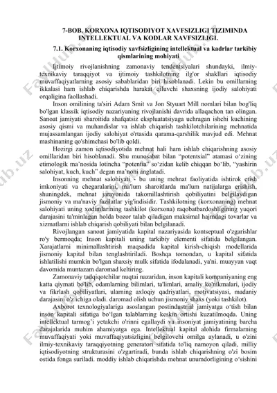 korxona iqtisodiyot xavfsizligi tiziminda intellektual va kodlar xavfsizligi — DOCX
