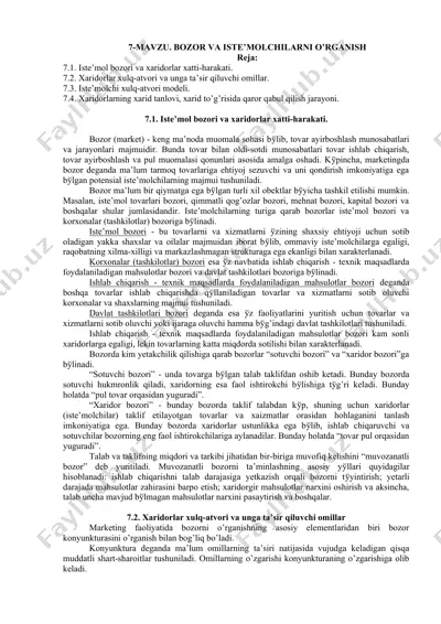bozor va iste’molchilarni o’rganish — DOCX