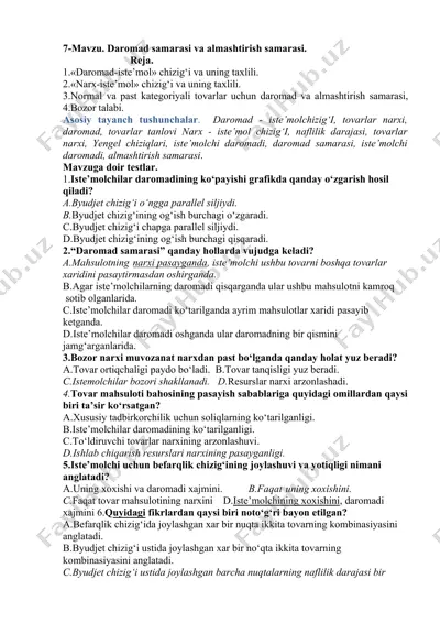 daromad samarasi va almashtirish samarasi — DOCX