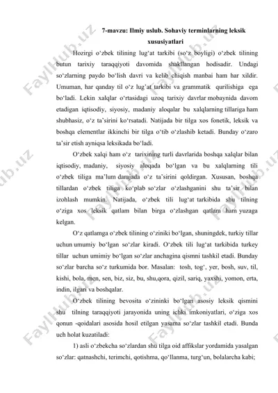 o'zbek tilining lug'at tarkibi — DOCX