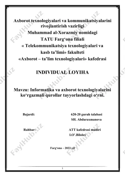 informatika va axborot texnologiyalarini ko‘rgazmali qurollar tayyorlashdagi o‘rni — PDF