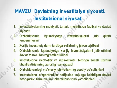 investitsiya siyosati — PDF