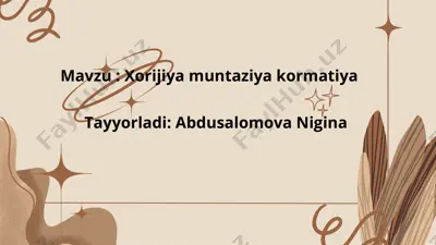 xorijiya muntaziya kormatiyaning muammolari va rivojlantirish yo‘llari — PDF