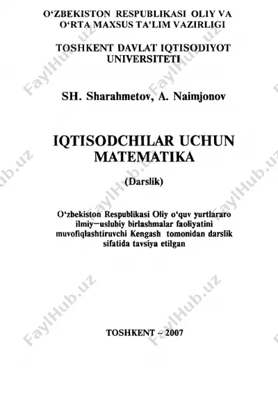 iqtisodchilar uchun matematika (darslik) — PDF
