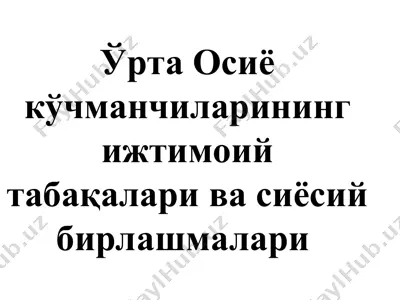 ўрта осиё кўчманчиларининг ижтимоий табақалари ва сиёсий бирлашмалари — PPT