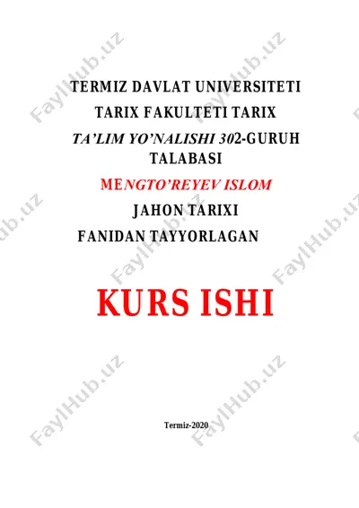 birinchi jahon urushi yillarida fransiya — PDF