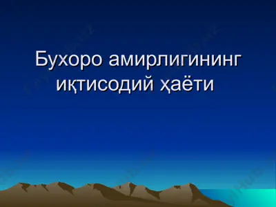 buxoro amirligining iqtisodiy hayoti — PPT
