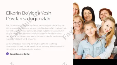elkorin bo'yicha yosh davrlari va inqirozlari — PPTX
