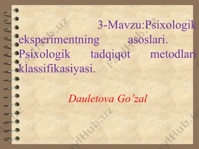 psixologik tadqiqot metodlari klassifikasiyasi — PPTX