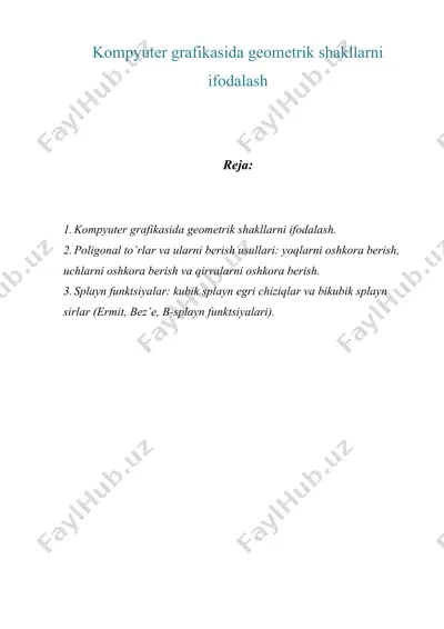 kompyuter grafikasida geometrik shakllarni ifodalash — DOC