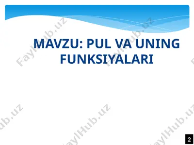 pul va uning funksiyalari — PPT