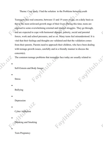 solutions for teenage problems — DOCX