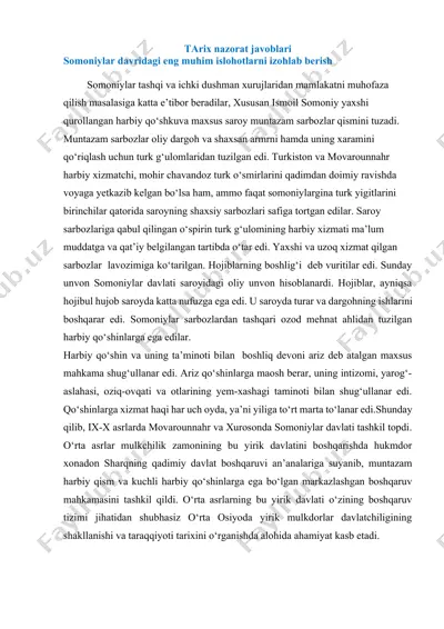 tarix nazorat javoblari — DOCX