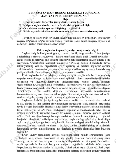 erkin saylovlar fuqarolik jamiyatining asosiy belgisi — DOCX