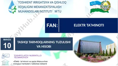 elektr ta’minoni va qayta tiklanuvchan energiya manbalari — PPTX