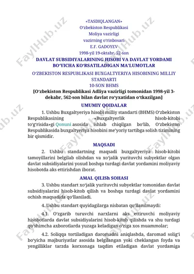 buxgaltyeriya hisobi milliy standarti 10-son — DOCX