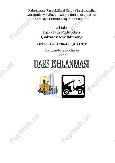 energiya turlari va quvvat — DOCX