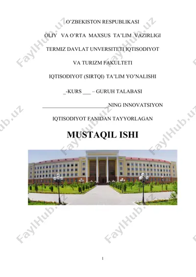 innovatsiyaning turlari va o'ziga xos xususiyatlari — DOCX