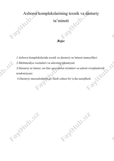 axborot komplekslarining texnik va dasturiy ta’minoti — DOC