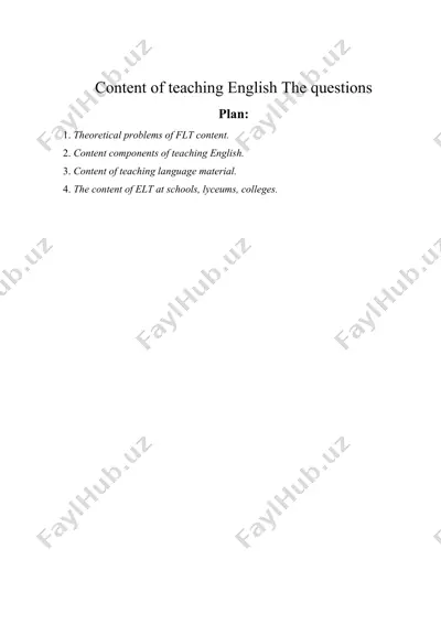 content of teaching english the questions — DOCX