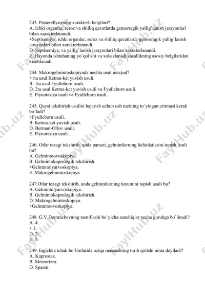 pasterellyozning xarakterli belgilari — DOCX