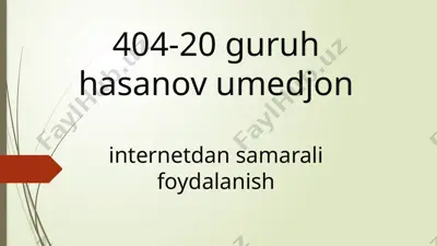 internet foydalanish haqida ma'lumotlar — PPTX