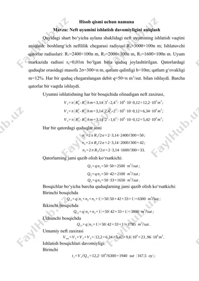 neft uyumini ishlatish davomiyligini aniqlash — DOCX