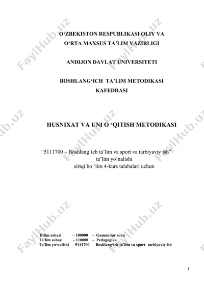 husnixat va uni o‘qitish metodikasi — DOC