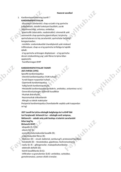 kardiomiopatiyalarning tasnifi — DOCX