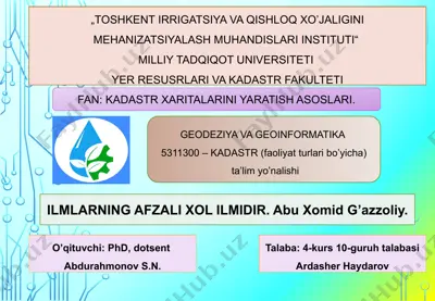 kadastr xaritalarini yaratish asoslari — PPTX