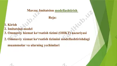 imitatsion modellashtirish — PPTX